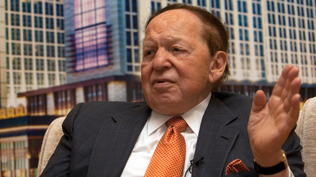 PHOTO: Sheldon Adelson, chairman and chief executive officer of Las Vegas Sands Corp. and chairman of Sands China Ltd., speaks during a news conference in Macau, China, on Sept. 20, 2012.