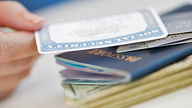 PHOTO: Social security card, passport and money