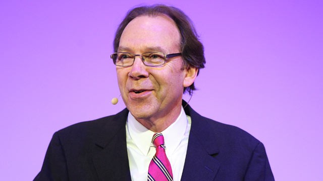 PHOTO: Dan Hesse, chief executive officer of Sprint Nextel Corp., speaks during a keynote event at the Mobile World Congress in Barcelona, Spain, March 1, 2012.