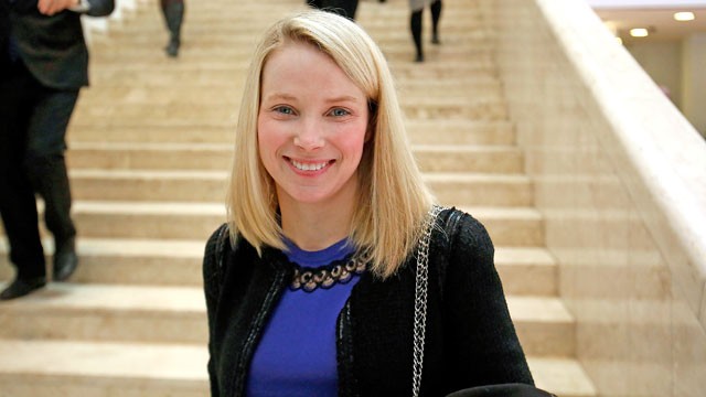 PHOTO: Marissa Mayer, chief executive officer of Yahoo! Inc., pauses in the Congress Center on day three of the World Economic Forum in Davos, Switzerland, Jan. 25, 2013.