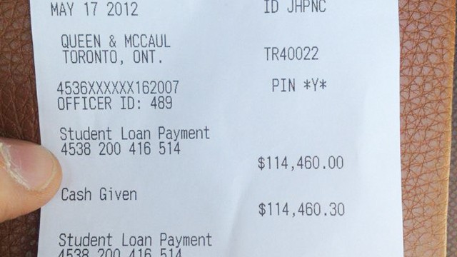 PHOTO: Alex Kenjeev recently paid his $114,460 student loan in cash.