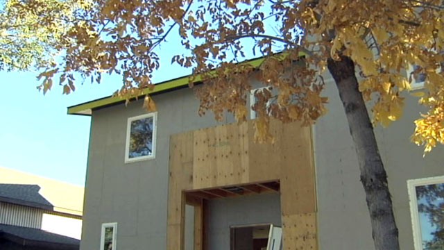 PHOTO: Lewendal, an economist turned builder, is constructing a house made entirely from American-made products.