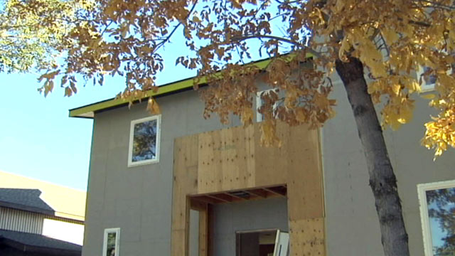 PHOTO: Lewendal, an economist turned builder, is constructing a house made entirely from American-made products.