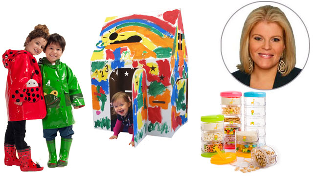 PHOTO: Kidorable rain gear, the Easy Playhouse and food storage by Innobaby, are shown.