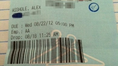 PHOTO: Alex Delsordo received this ticket at his dry-cleaner.
