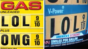 PHOTO Gas price signs poke fun at the recent rise in prices as seen in these flickr.com images.