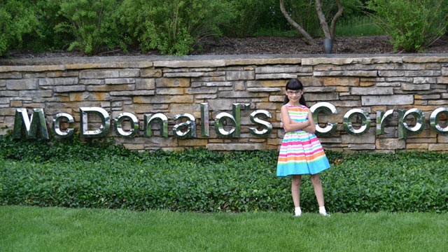 PHOTO: Hannah Robertson on the McDonalds corporate headquarters.
