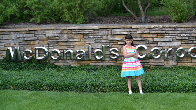 PHOTO: Hannah Robertson on the McDonalds corporate headquarters.