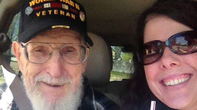 PHOTO: Jaclyn Fraley, pictured with her grandfather, John J. Potter, is hoping to stop her mother from evicting him from the home he built.