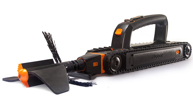 PHOTO: The Looj gutter cleaner?s augur automatically blasts away leaves, dirt and clogs.