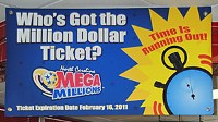 Photo: Who's Got The Million Dollar Ticket sign at Market Express in Stallings, N.C.