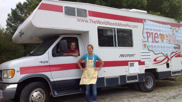 PHOTO: Beth Howard, author and pie-maker extraordinaire; she is driving to Newton with the wherewithal to bake and give away 750 pies, starting tomorrow.
