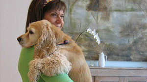 Cynthia Shackelford with her dog, Bailey.