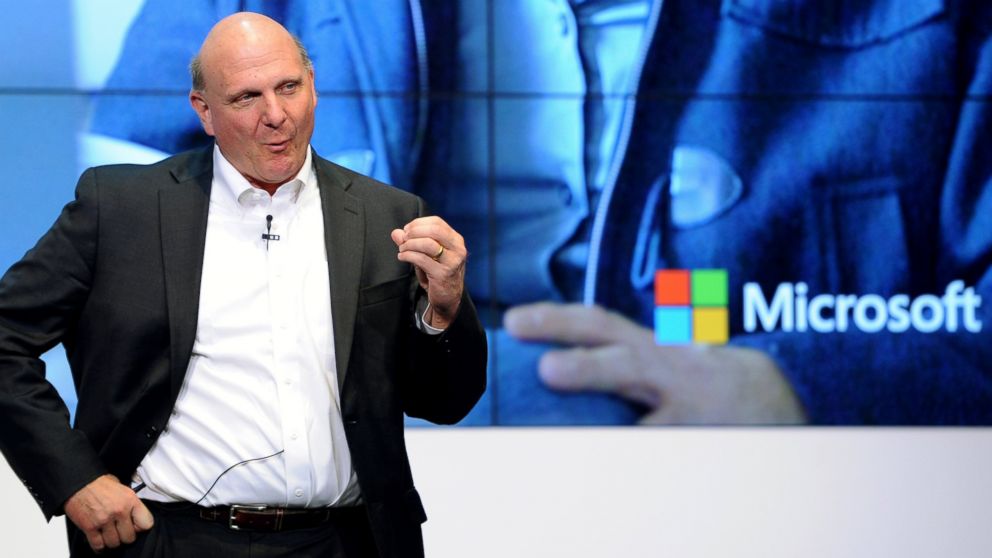 PHOTO: Microsoft CEO Steve Ballmer speaks at the opening of the new Microsoft headquarters in Berlin, Nov. 7, 2013.