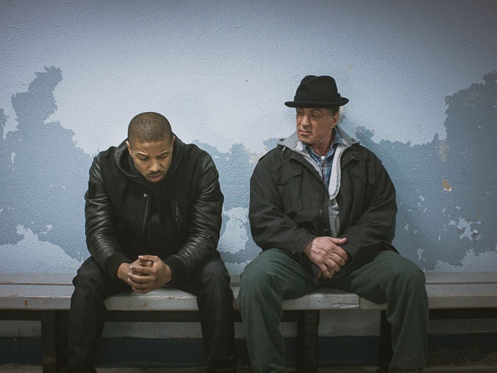 PHOTO: Michael B. Jordan, left, as Adonis Johnson and Sylvester Stallone as Rocky Balboa appear in a scene in Creed.