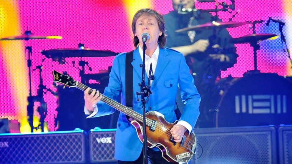 PHOTO: Sir Paul McCartney performs with his band during the ?Out There" Tour at the Times Union Center, July 5, 2014, in Albany, N.Y.