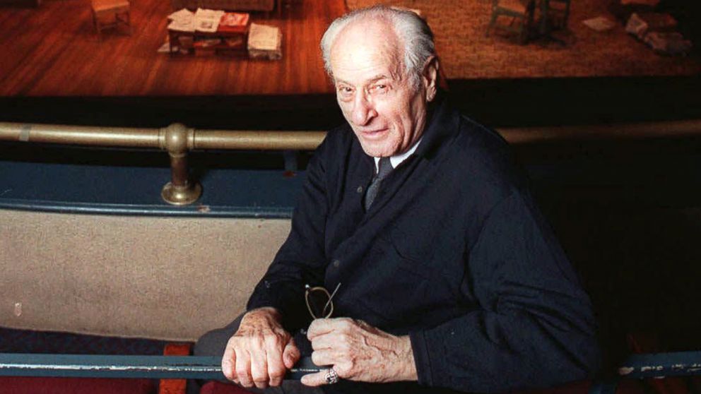 PHOTO: Eli Wallach in the balcony at Union Square Theater where he was appearing in the play, "Visiting Mr. Green," in New York, Jan. 2, 1997.