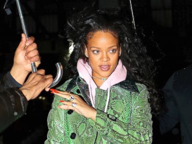 Rihanna Stays Dry in a Textured Trench