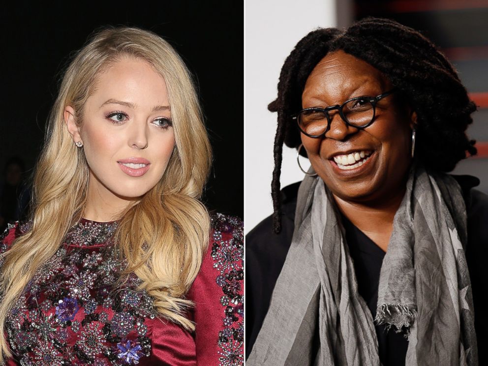 PHOTO: Tiffany Trump attends the Dennis Basso collection during, New York Fashion Week: The Shows, Feb. 14, 2017, in New York City. | Actress Whoopi Goldberg arrives at the Vanity Fair Oscar Party, Feb. 28, 2016, Beverly Hills, California. 