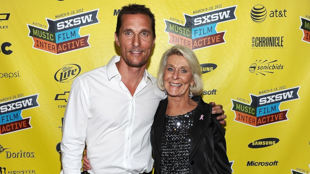 PHOTO: Actor Matthew McConaughey, left, and mother Kay McConaughey attend the world premiere of "Bernie" during the 2012 SXSW Music, Film + Interactive Festival at Paramount Theatre in this March 13, 2012, file photo.