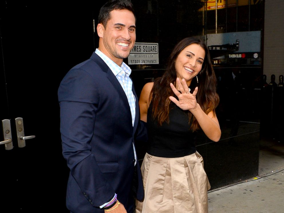 PHOTO: Andi Dorfman and Josh Murray from The Bachelorette are seen leaving Good Morning Americaon July 29, 2014 in New York City.