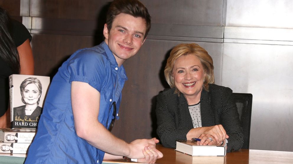 PHOTO: Chris Colfer poses for a photo with Hillary Rodham Clinton during a book signing for "Hard Choices" at Barnes & Noble at The Grove in Los Angeles, June 19, 2014.