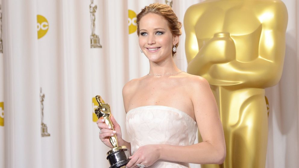 PHOTO: Jennifer Lawrence, winner of the Best Actress award for "Silver Linings Playbook," poses during the Oscars on Feb. 24, 2013 in Hollywood, Calif.