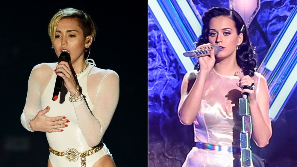 PHOTO: Miley Cyrus and Katy Perry perform onstage.