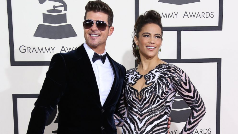 PHOTO: Robin Thicke and Paula Patton arrive at the 56th Annual GRAMMY Awards at Staples Center, Jan. 26, 2014 in Los Angeles.