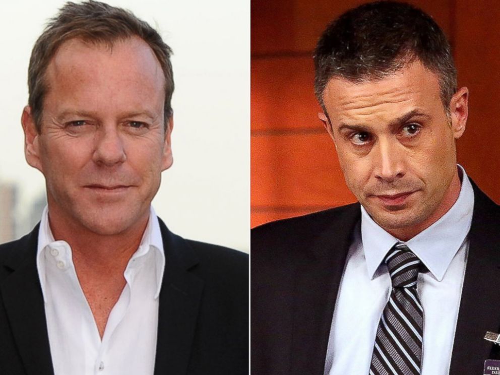 PHOTO: Kiefer Sutherland, left, is pictured on May 6, 2014 in London. Freddie Prinze, Jr., right, is pictured in a March 2014 episode of Bones.