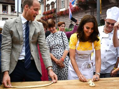 Duchess Kate twists up a pretzel in Germany