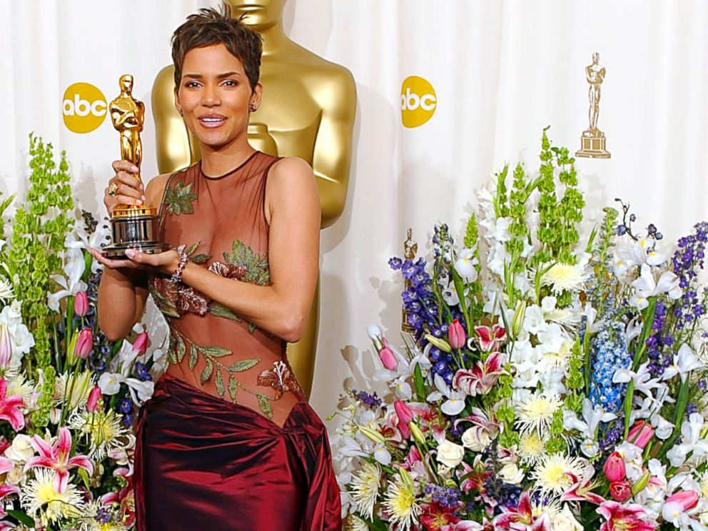 PHOTO: Halle Berry holds her Oscar after winning the award for best actress in a leading role for Monsters Ball, March 24, 2002, at the 74th Academy Awards at the Kodak Theater in Hollywood, California.