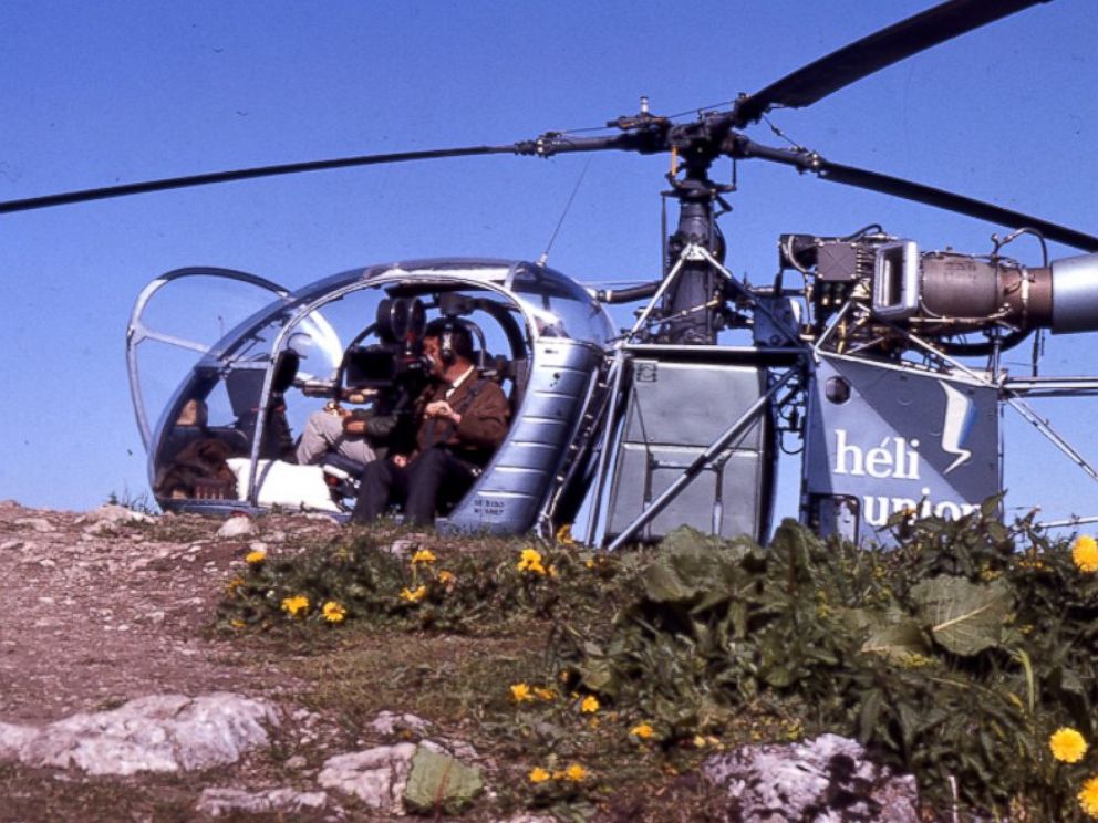 The helicopter and cameraman that filmed the opening scene from The Sound of Music are pictured here.