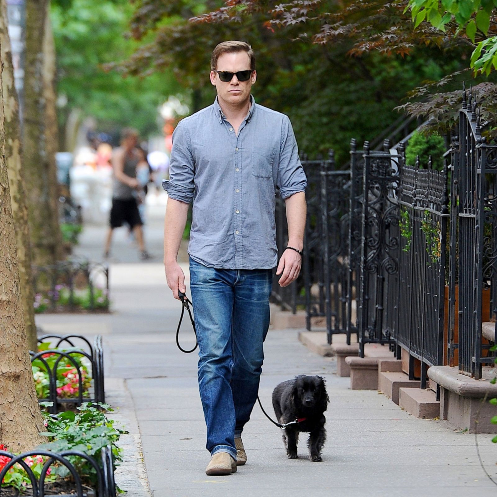 Michael C. Hall Takes His Pup for a Walk Picture Celebs and Their Pets ABC News