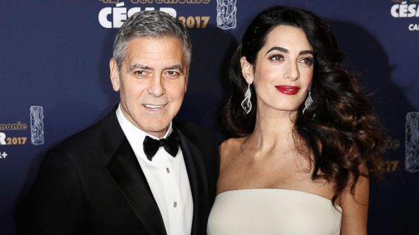 PHOTO:Actor George Clooney and his wife Amal pose as they arrive at the 42nd Cesar Awards ceremony in Paris, Feb. 24, 2017.