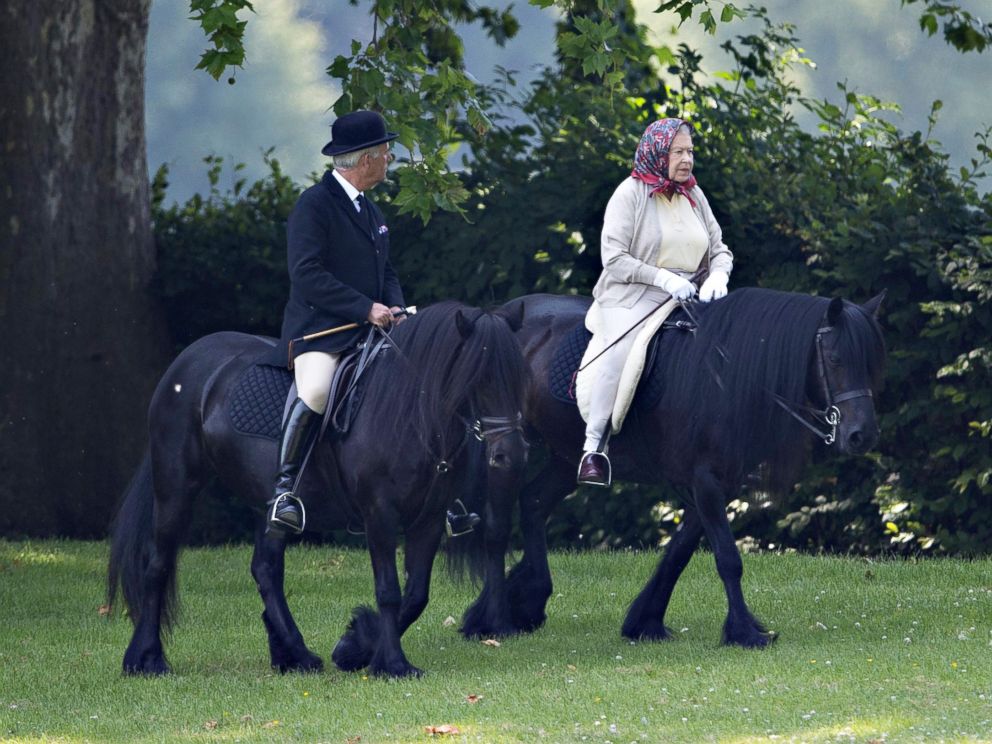 PHOTO: Queen Elizabeth II rides a horse at Windsor Castle in England on June 19, 2017.