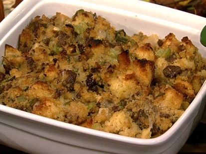 Mario Batali's merguez and chestnut stuffing is shown here.