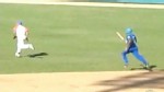 VIDEO: A baseball player threatens opponents with his bat after a pitch hits him.