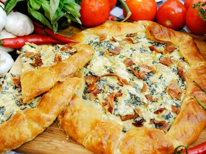 Ted Allen's brunch tart is shown here.