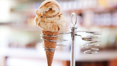 PHOTO: Sweet Cream and Sugar Cones' brown sugar ice cream with a ginger-caramel swirl is shown here.