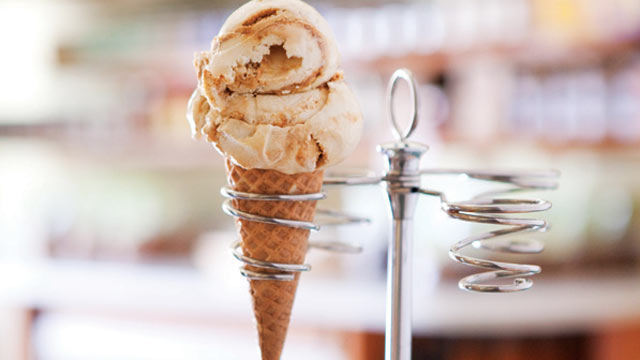 PHOTO: Sweet Cream and Sugar Cones' brown sugar ice cream with a ginger-caramel swirl is shown here.