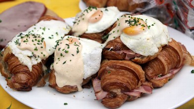 PHOTO: Emeril's Croque Madame croissant sandwich is shown here.