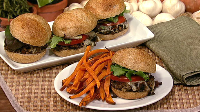 PHOTO: Daphne Oz's mushroom sliders with sweet potato oven fries are shown here.