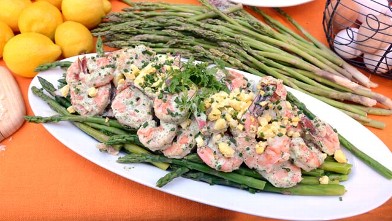 PHOTO: Emeril's asparagus with poached shrimp salad