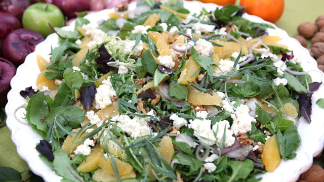 PHOTO: Emeril's goat cheese, walnut and orange salad is shown here.
