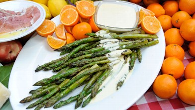 PHOTO: Cat Cora's grilled asparagus with tangerine aioli is shown here.