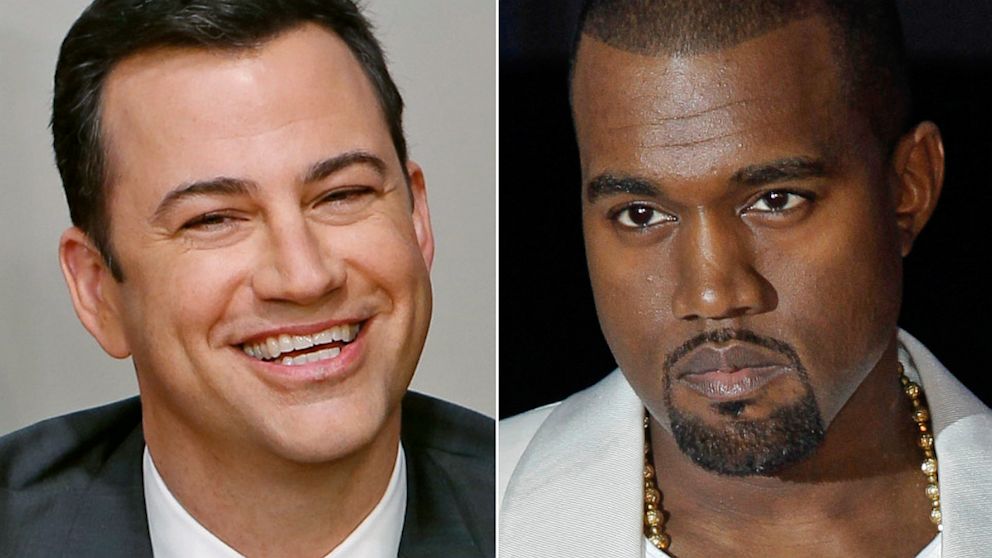 PHOTO: Funnyman Jimmy Kimmel, left, and singer Kanye West are shown in these file photos.