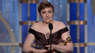 PHOTO: Lena Dunham accepts her award for Best TV Series Actress in a Comedy or Musical, Jan. 13, 2013.