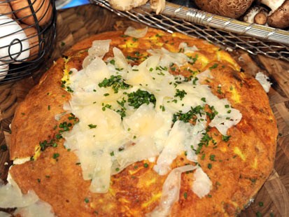 PHOTO: Mario Batalis mushroom and goat cheese frittata is shown here.