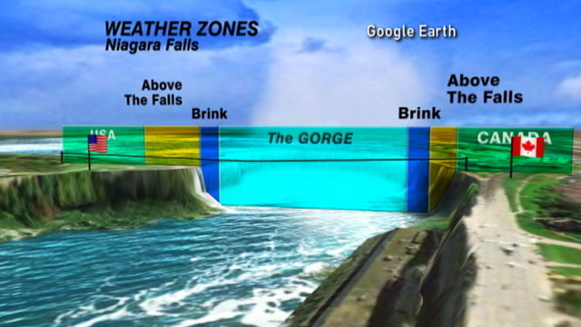 PHOTO: Nik Wallenda will faces different microclimates as he crosses over Niagara Falls.